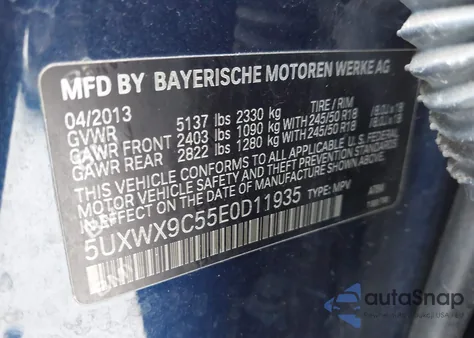 2014 BMW X3 xDrive28I из США, поврежденный, VIN 5UXWX9C55E0D11935